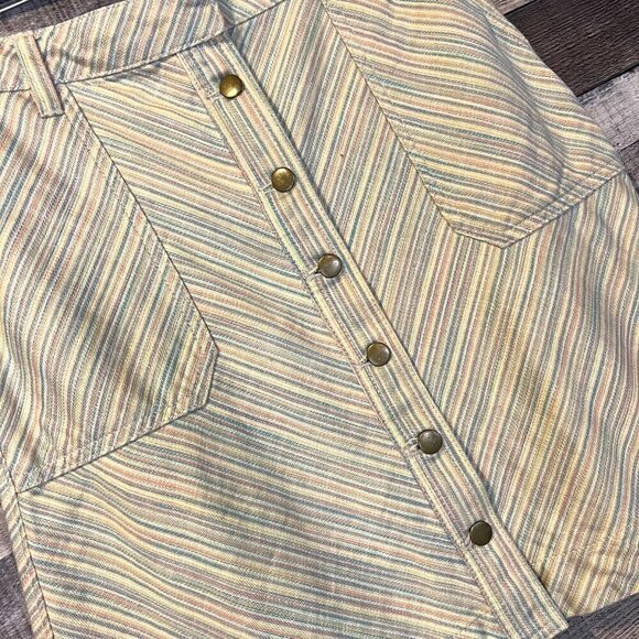 Anthropologie Pilcro and the Letterpress Button Front A-Line Stripe Skirt 6 Boho - Picture 7 of 7